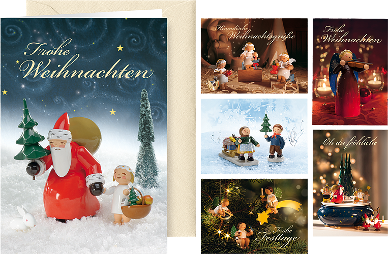 Grußkartenserie „Himmlische Weihnachtsgrüße“, mit Briefumschlägen, 6 Karten, 6 Motive