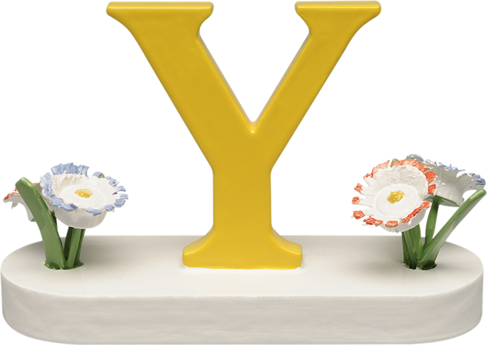 Buchstabe Y, mit Blumen